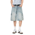 Vintage Washed Multi Pocket Denim Cargo Bermuda Shorts