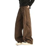 Striped Corduroy Patchwork Relaxed Fit Multi-Pocket Utility Cargo Pants