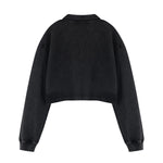 Heavyweight Snow Wash Collared Cropped Long Sleeve Sweatshirt
