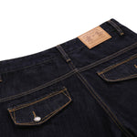 Raw Indigo Embroidered Pocket Denim Bermuda Shorts