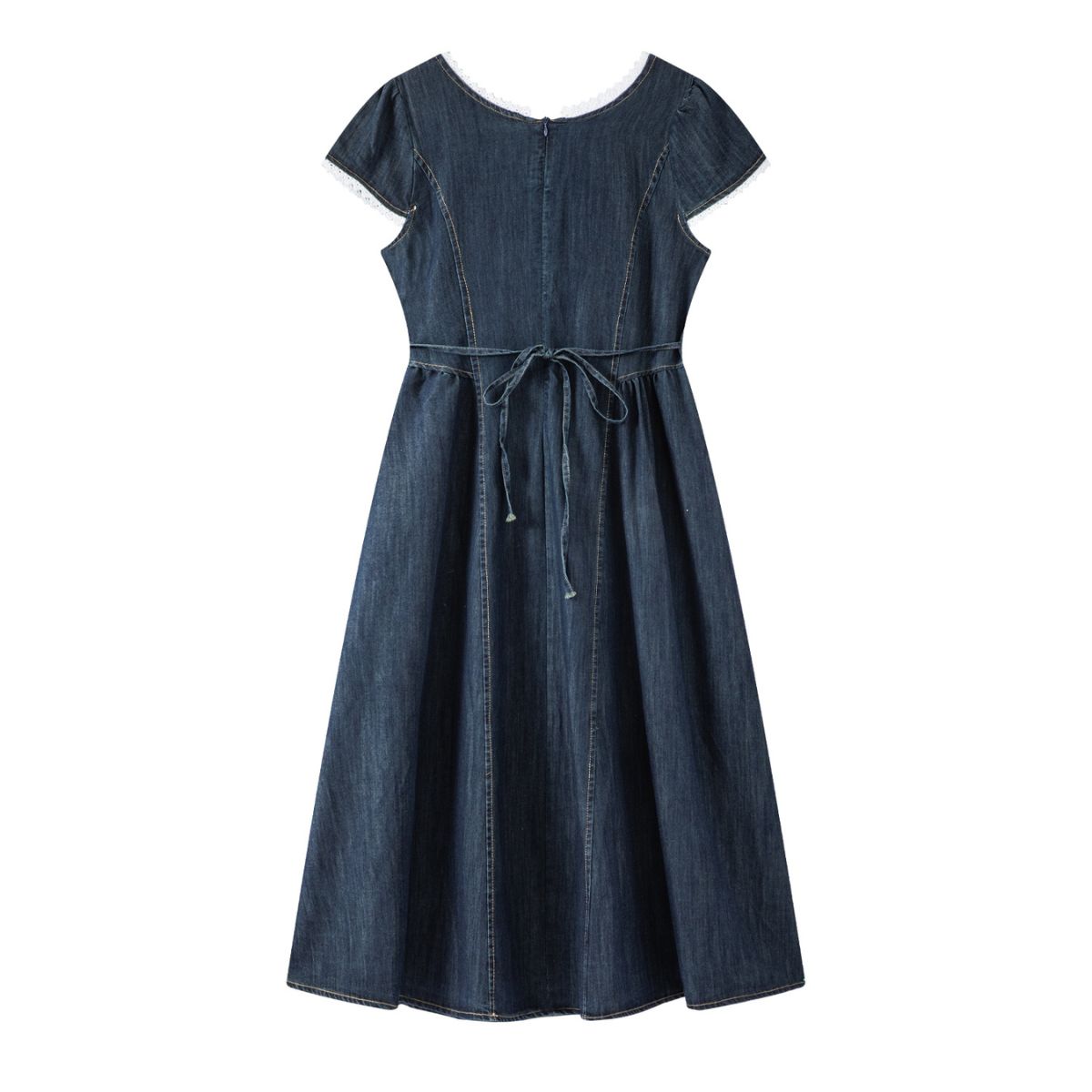 Falda vaquera con bordado de perlas y lavado vintage