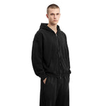 Cotton Vintage Distressed Gradient Raw‑Edge Zip Hoodie