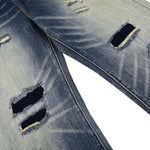 Vintage Washed Distressed Flare Jeans