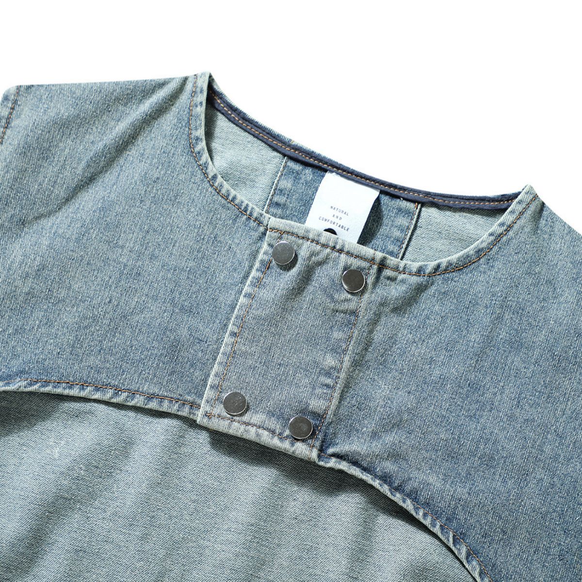 Washed Cut-Out Denim Vest