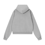 French Terry Washed Distressed Double‑Zip Hoodie