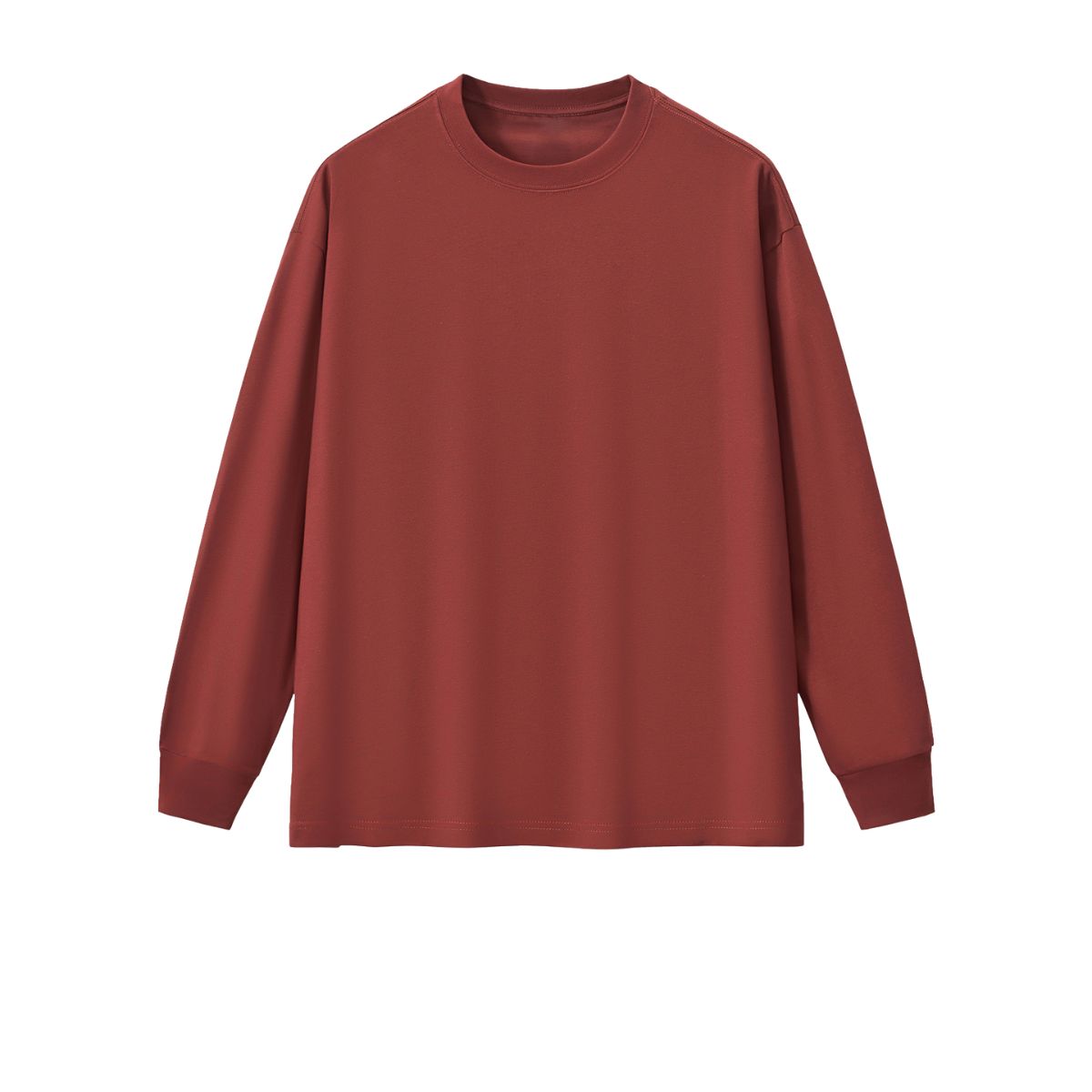 Solid Loose Fit Long-Sleeve Cotton T-Shirt 305gsm