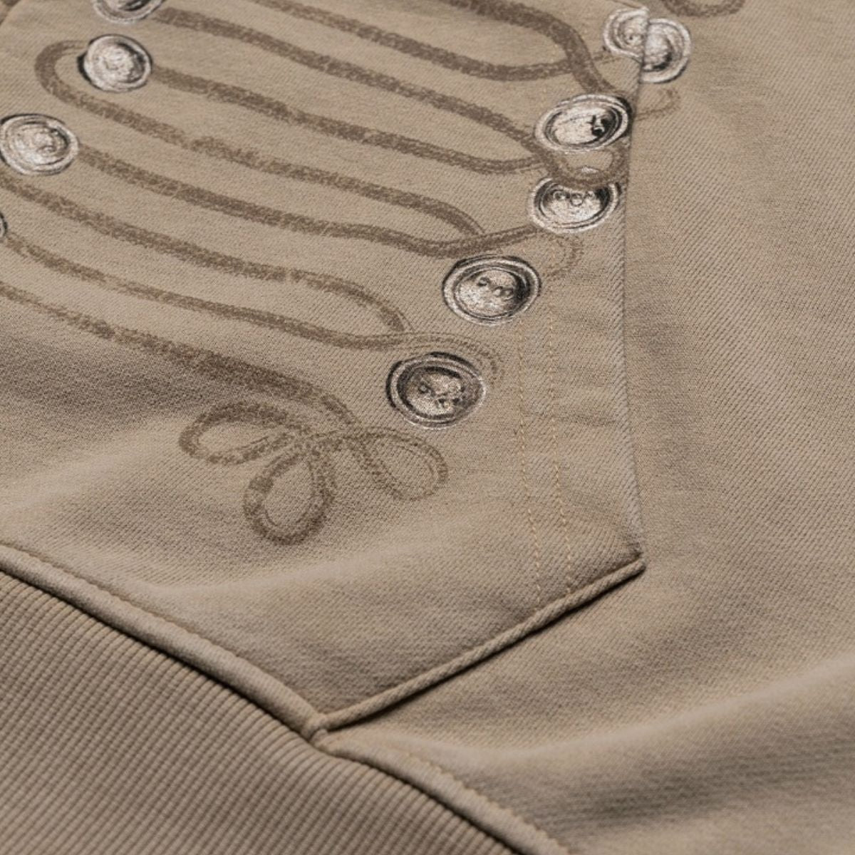 Light‑Soft Vintage Snow‑Washed Drawstring Button‑Print Zip‑Up Hoodie