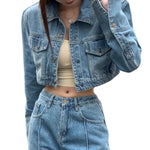 Vintage Washed Cropped Denim Jacket
