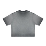 Washed Cotton Boxy Cropped Crew Neck Tee