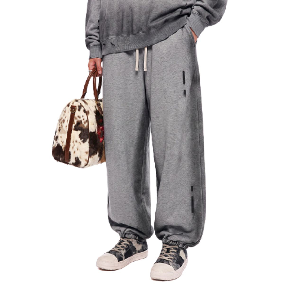 Wasteland‑Style Graffiti Spray‑Dye Distressed Relaxed Sweatpants