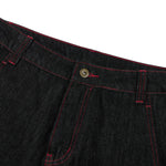 Embroidered Raw Denim Vintage Washed Loose Straight‑Leg Jeans