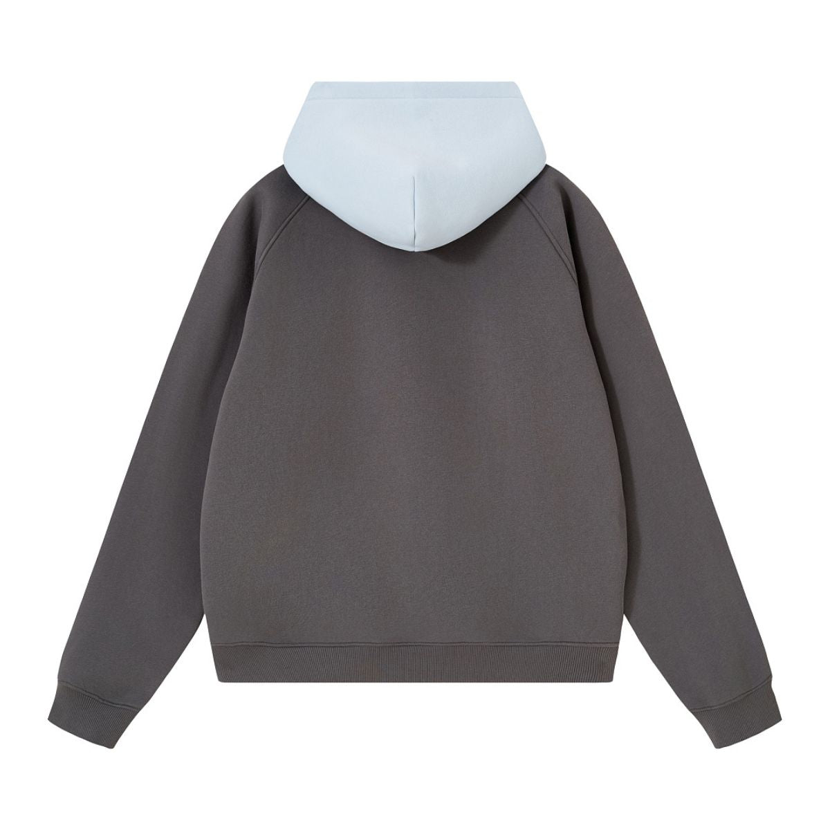 Color‑Blocked Fleece Lined Raglan Retro Loose Hoodie