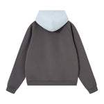 Color‑Blocked Fleece Lined Raglan Retro Loose Hoodie