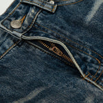 Vintage Dark Wash Faded Wide Denim