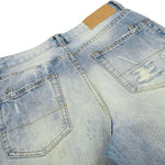 Vintage Whiskered Ripped Straight‑Leg Casual Jeans