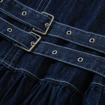 Denim Sleeveless Belted Midi Dress
