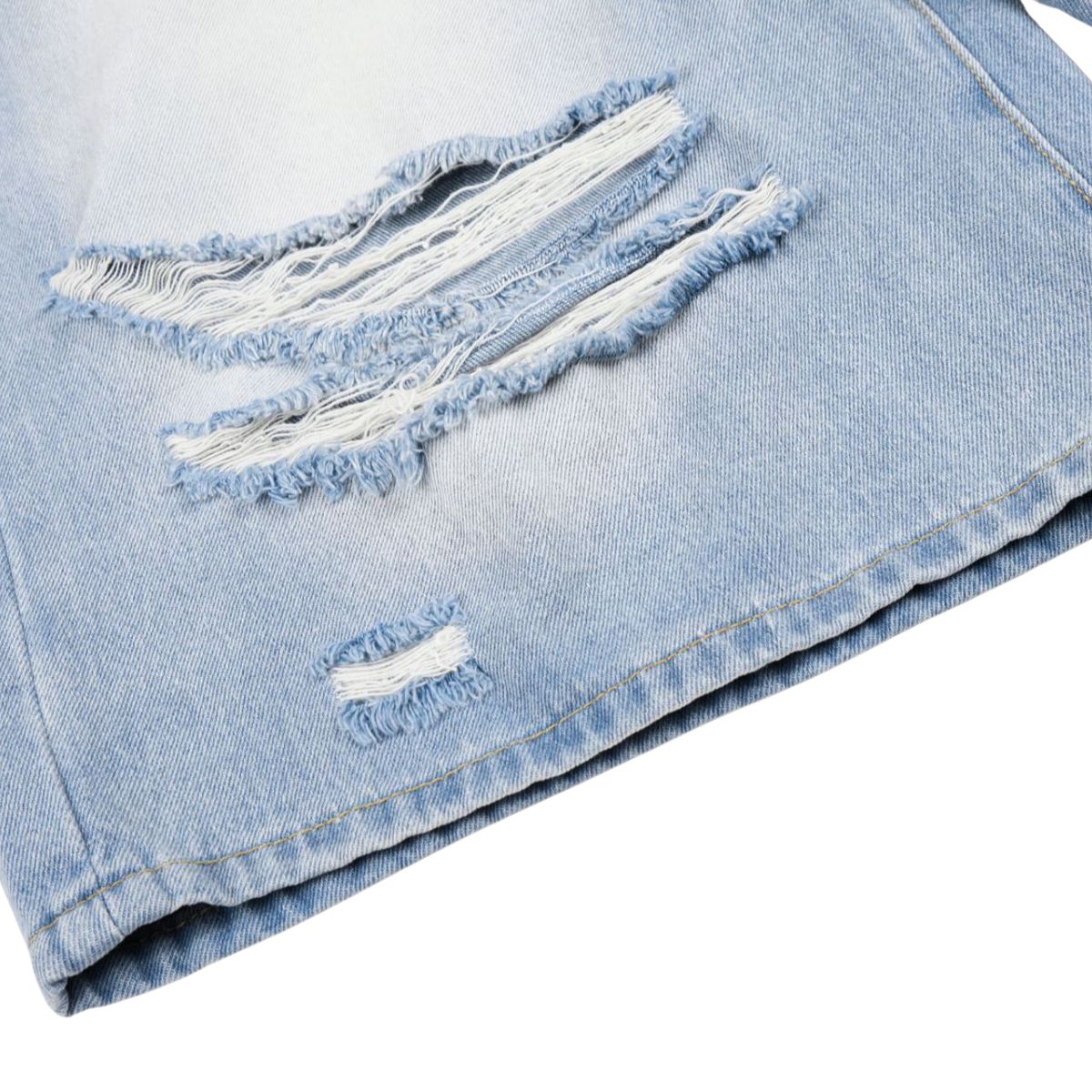 Vintage Washed Distressed Cat Whisker Denim Bermuda Shorts