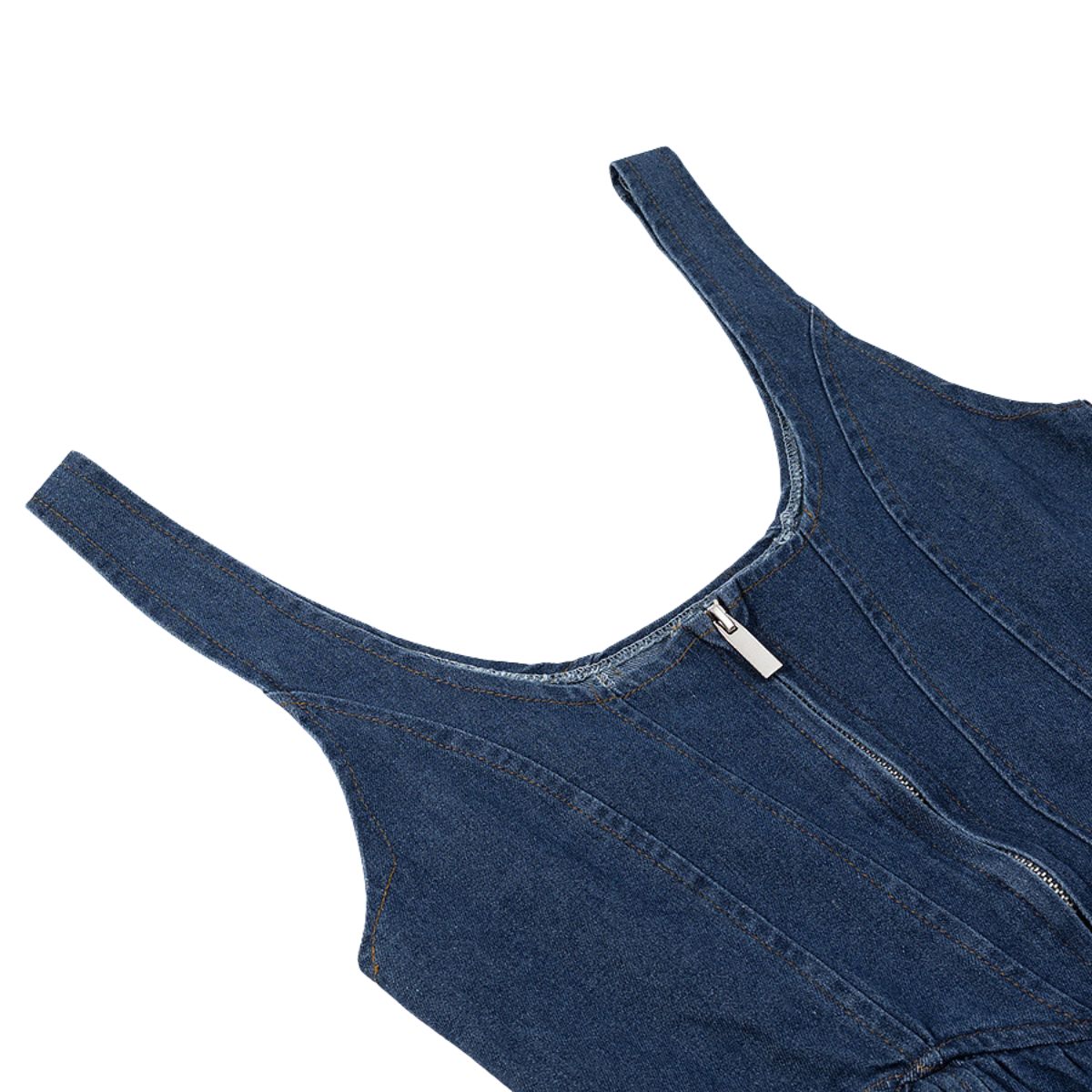 Falda vaquera con bordado de perlas y lavado vintage