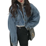 Cropped Denim Button-Front Jacket