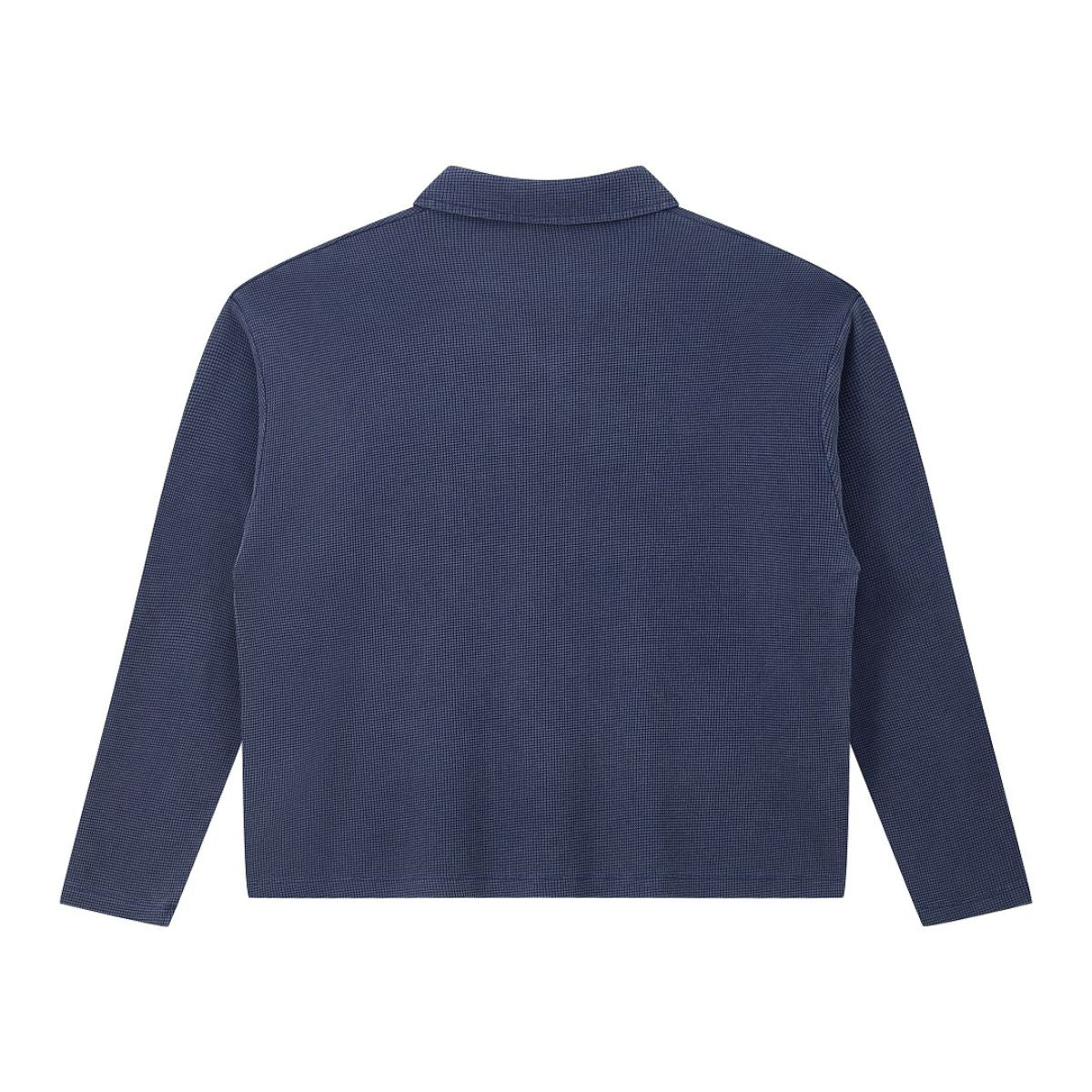 Waffle Knit Seagull Collar Drop‑Shoulder Loose Long Sleeve Top