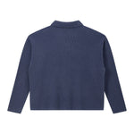 Waffle Knit Seagull Collar Drop‑Shoulder Loose Long Sleeve Top