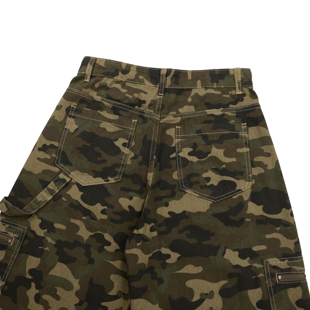 Camouflage Curved‑Blade Cargo Pants