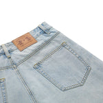 Layered Two-Tone Distressed Denim Bermuda Shorts
