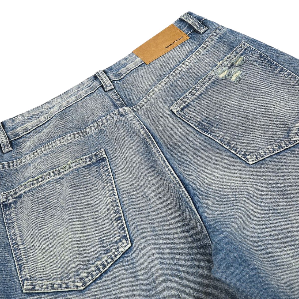 Vintage Washed Whiskered Wide Leg Jeans