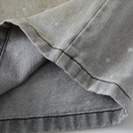 Splash Print Distressed Wash Denim Bermuda Shorts