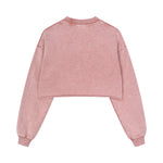 Distressed Raw Hem Crop Sweatshirt