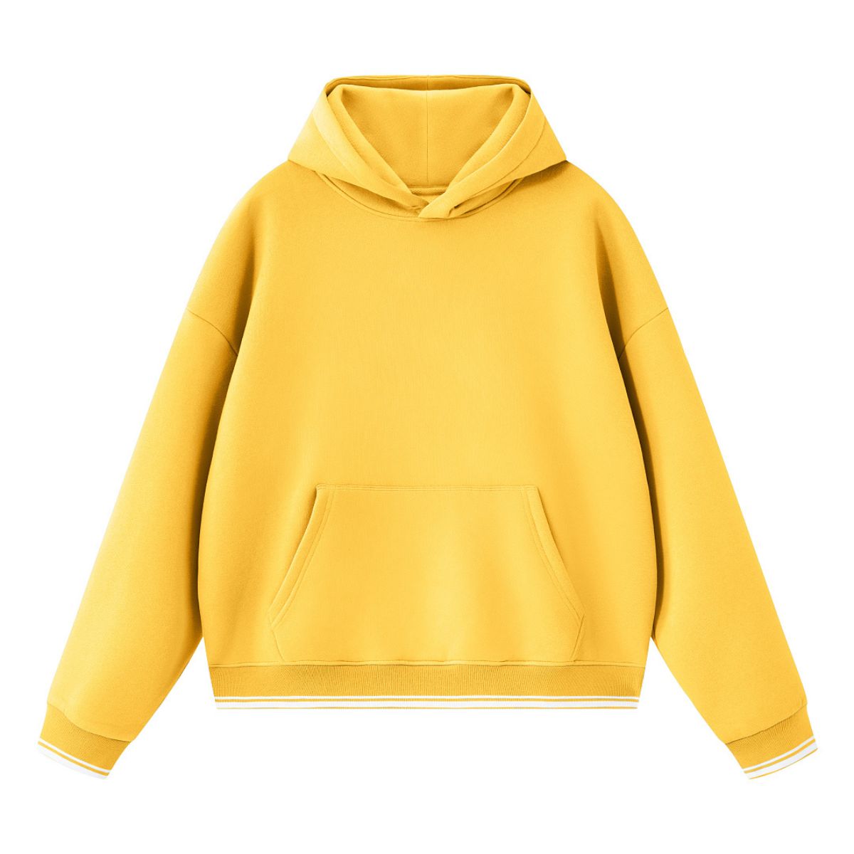 Color‑Block Ribbed Loose Warm Hoodie