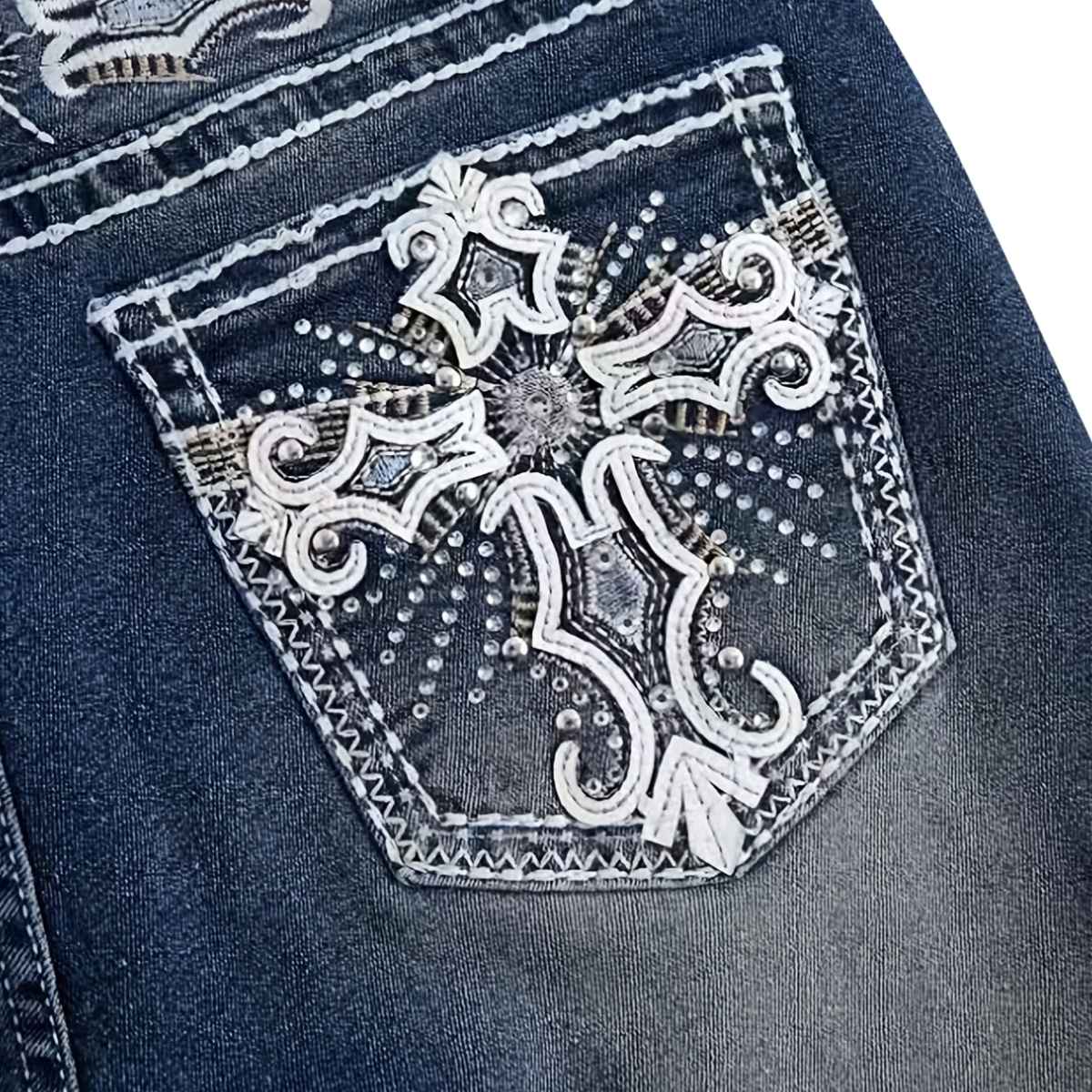 Women'sEmbroidered Y2K High Waist Stretchy Flared Jeans