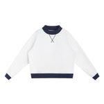 Mock Neck Sweatshirt With Contrast‑Color Stitching