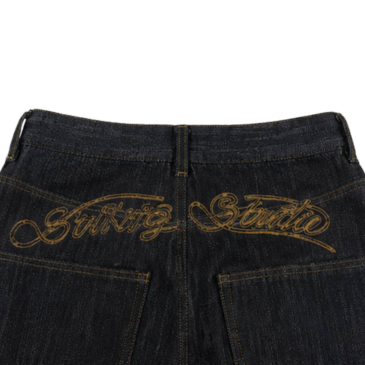 Vintage Embroidered Baggy Denim Jeans