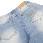 Vintage Washed Distressed Cat Whisker Denim Bermuda Shorts