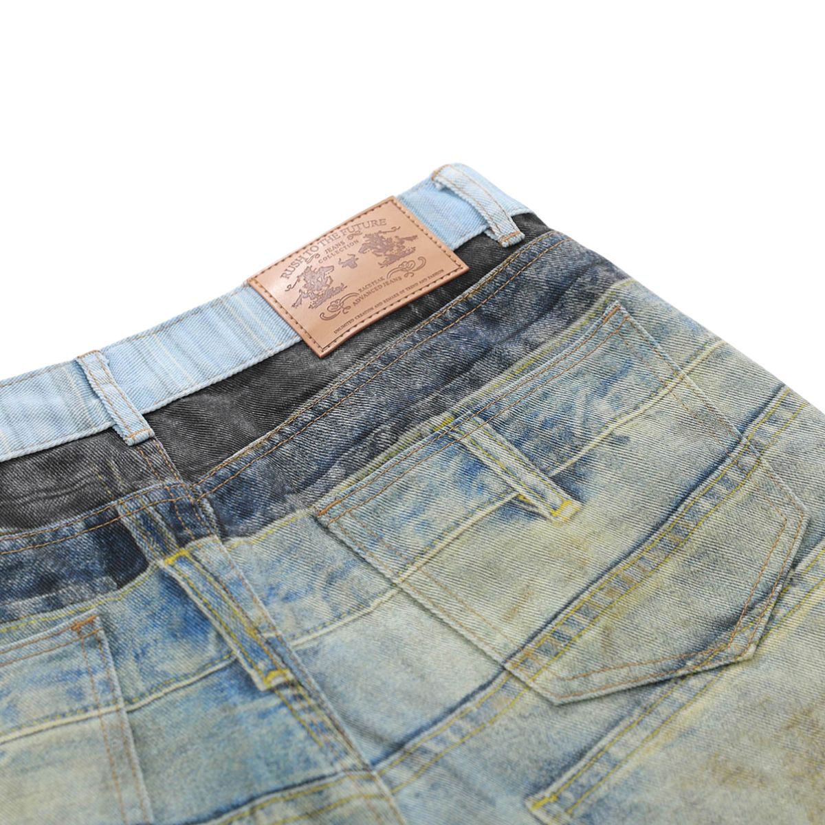 Streetwear Washed Distressed Straight Leg Jeans
