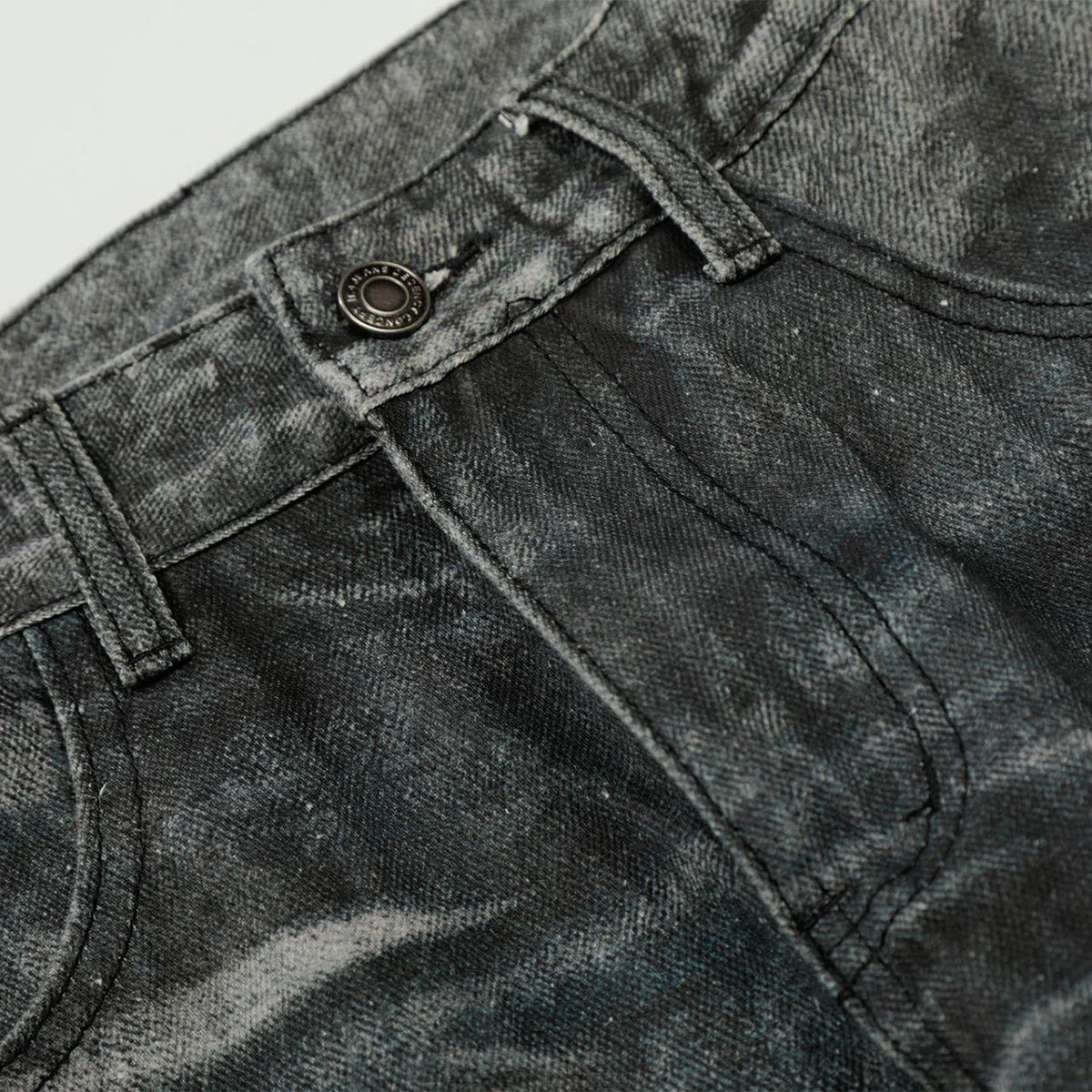Hand-Rubbed Whisker Premium High Street Loose Straight Jeans