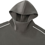 Boxy Contrast Webbing High Neck Face‑Cover Hoodie