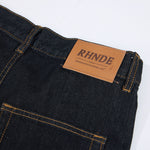 Premium Raw Denim Panel Stitch Wide-Leg Jeans