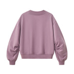Boxy Short‑Wide V‑Neck Sweatshirt With Gathered Lantern Puff Sleeves