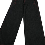 Embroidered Raw Denim Vintage Washed Loose Straight‑Leg Jeans
