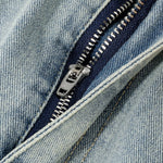 Falda vaquera con bordado de perlas y lavado vintage