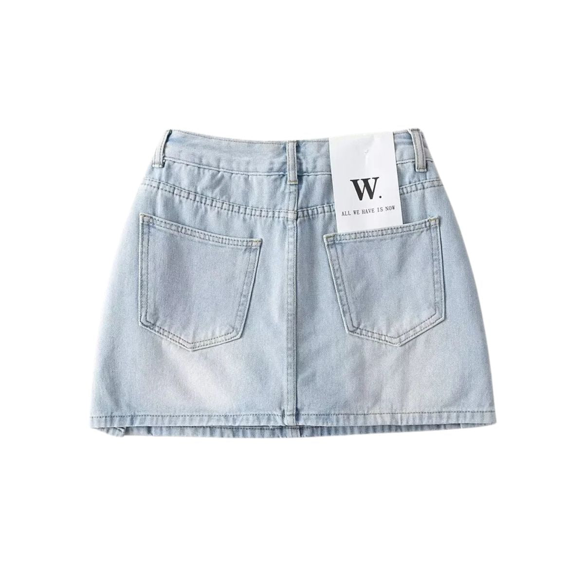 Washed Whisker Denim Mini Skort