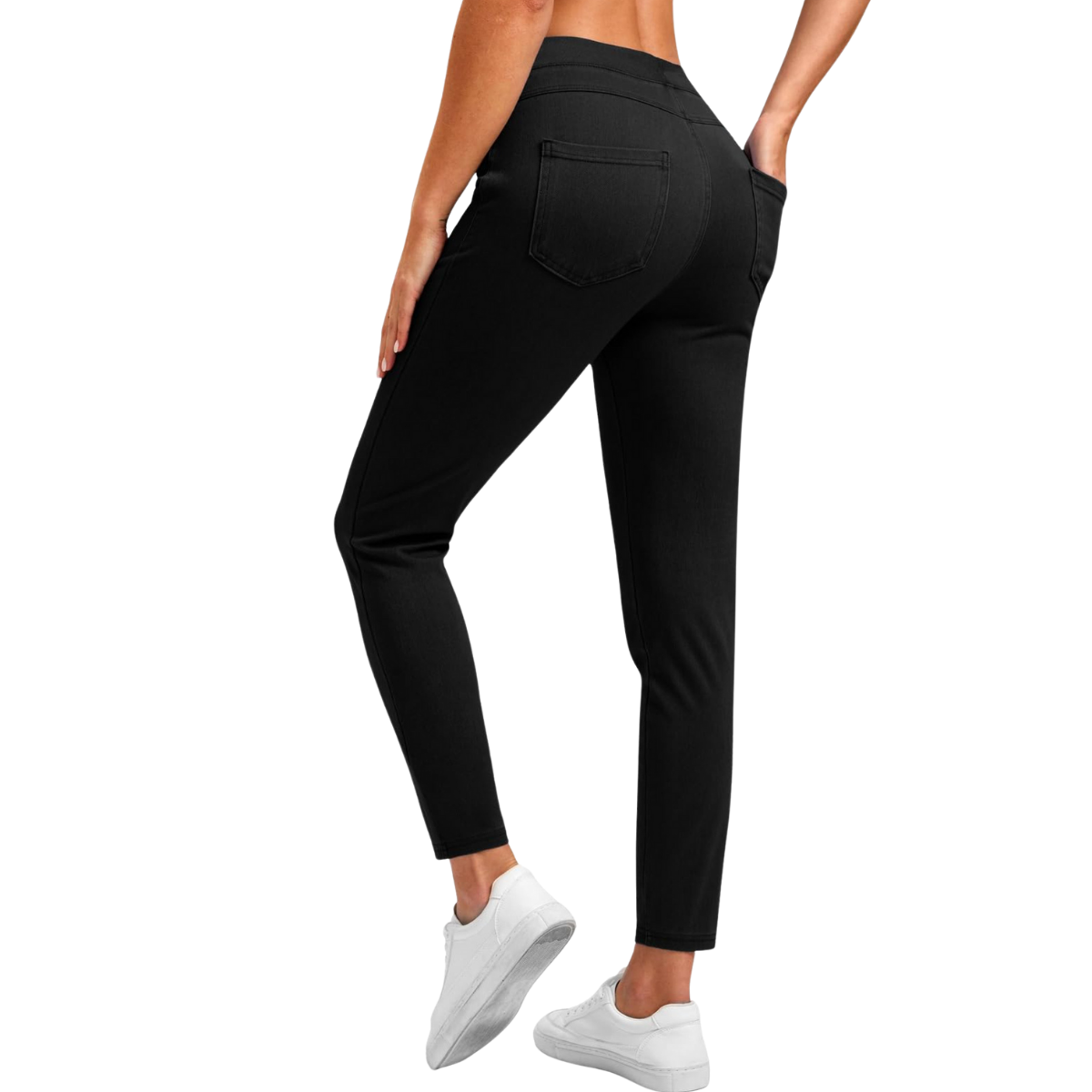 High-Waist Knit Denim Skinny Jeggings