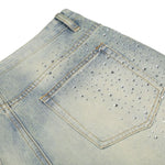 Rhinestone Washed Flare Jeans