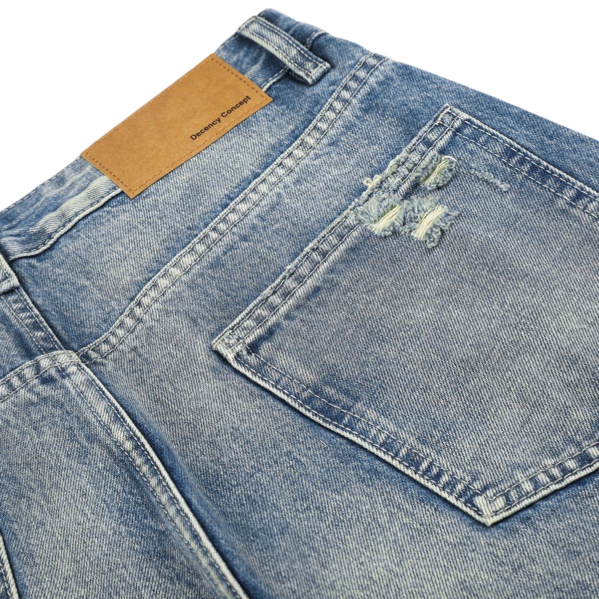 Vintage Washed Whiskered Wide Leg Jeans