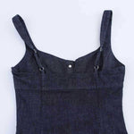 Falda vaquera con bordado de perlas y lavado vintage