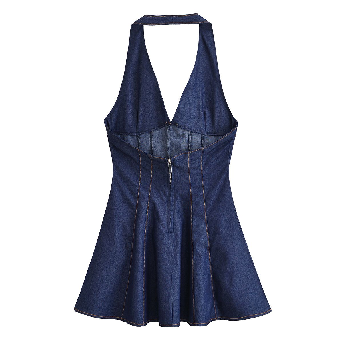 Falda vaquera con bordado de perlas y lavado vintage