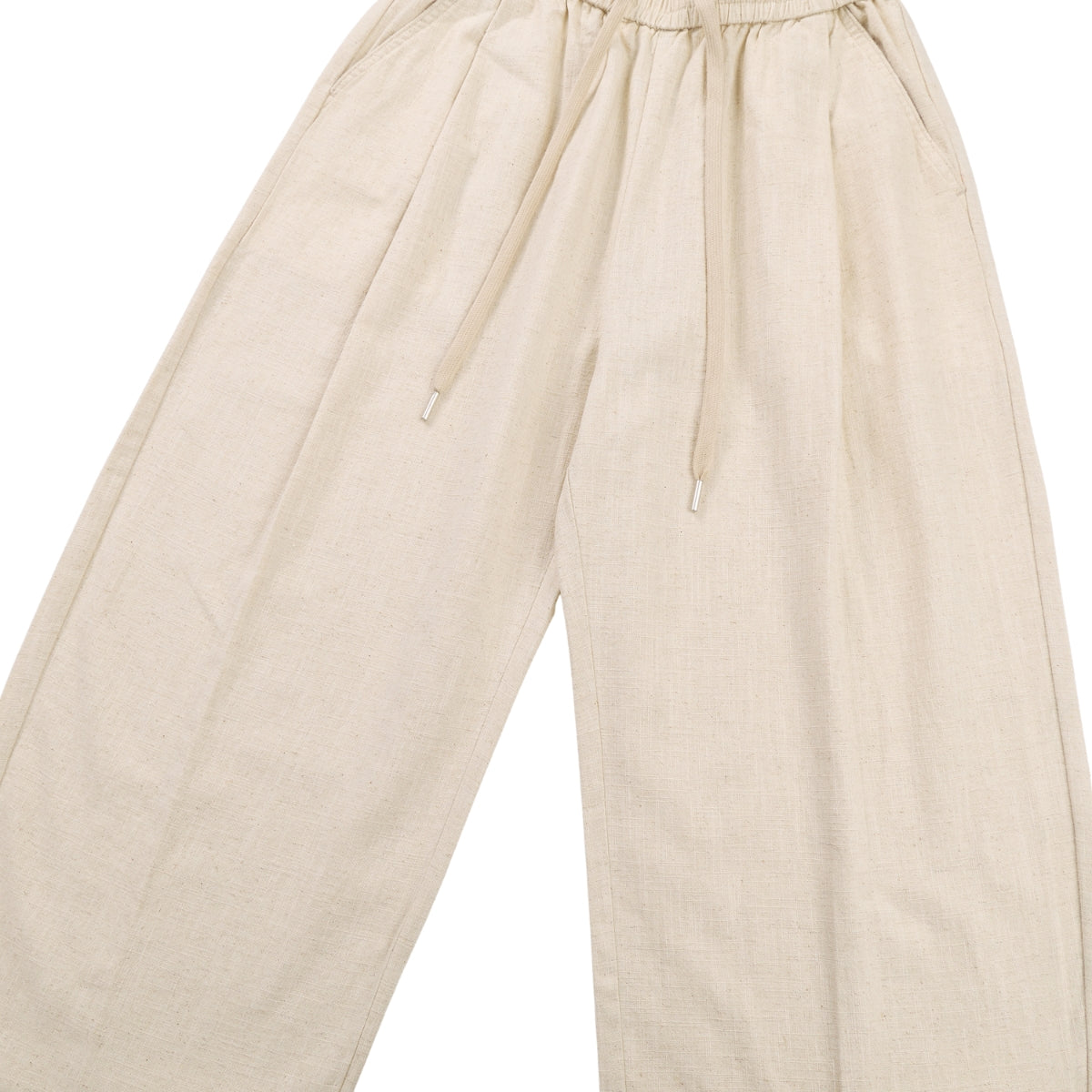 Solid Tint Linen-Blend Barrel Pants