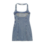 Falda vaquera con bordado de perlas y lavado vintage